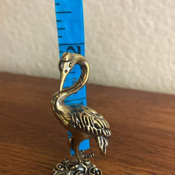 NEW BRASS MINI CRANE FIGURINE - Picture 6 of 6